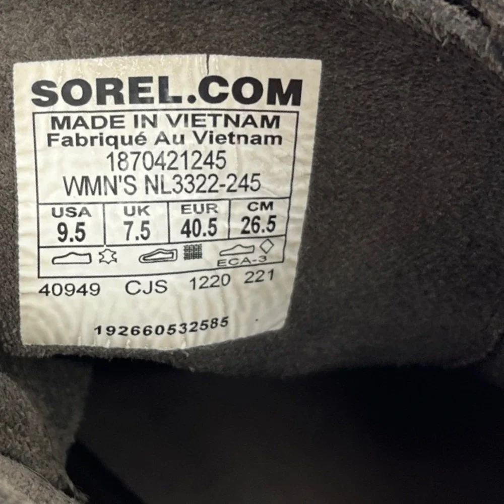Sorel Evie Lace Wedge Ankle Boots Womens 9.5 Grey Suede‎ Waterproof NL3322-245